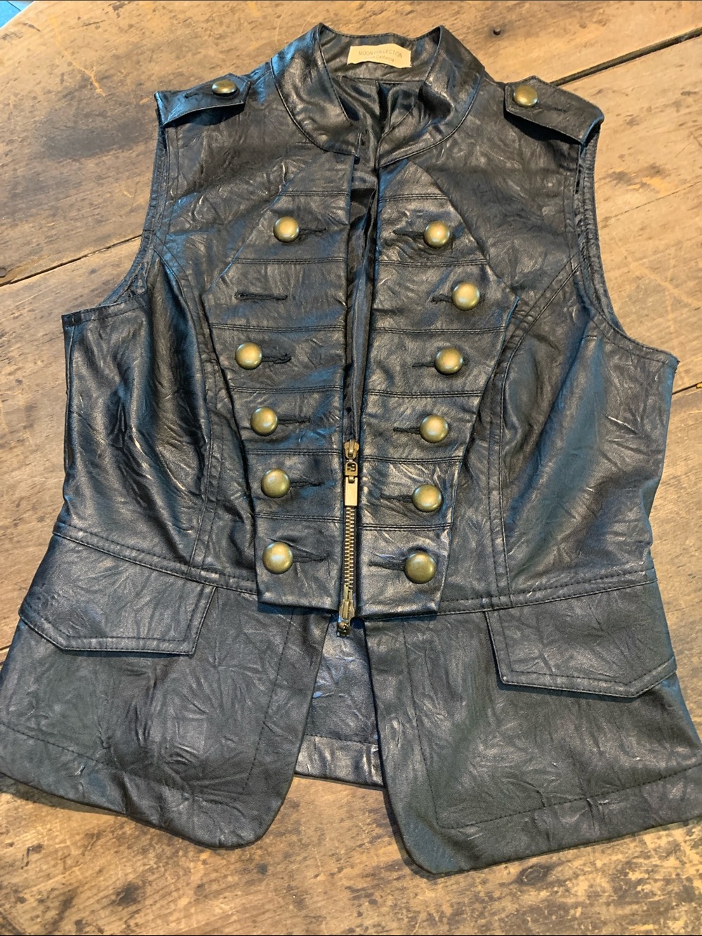 Moon Collection Black Faux Leather Vest